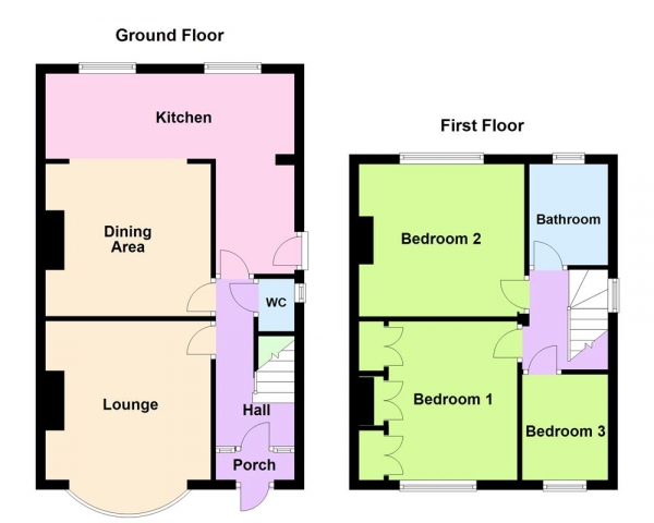 Floor Plan for 3 Bedroom Semi-Detached House for Sale in Delves Green Road, Walsall, WS5 4LP, WS5, 4LP - Offers in Excess of &pound250,000