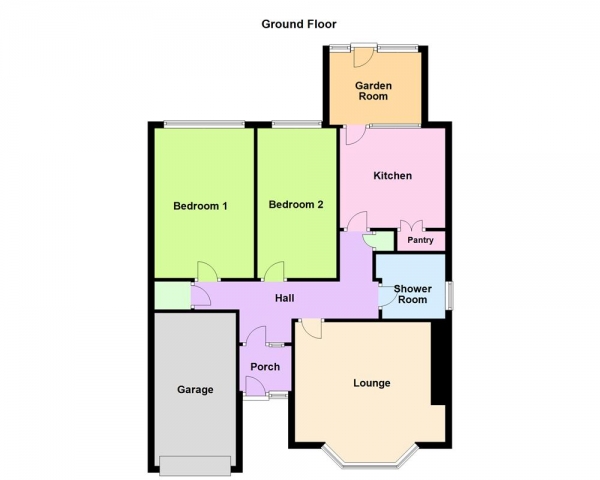 Floor Plan for 2 Bedroom Semi-Detached Bungalow for Sale in Birmingham Road, Aldridge, WS9 0AQ, Aldridge, WS9, 0AQ - OIRO &pound339,950