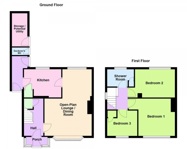 Floor Plan Image for 3 Bedroom Semi-Detached House for Sale in Well Lane, Bloxwich, Walsall, WS3 1JU