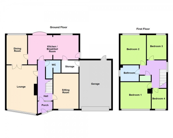 Floor Plan for 4 Bedroom Detached House for Sale in Newquay Road, Park Hall, Walsall, WS5 3EL, Park Hall, WS5, 3EL - Offers Over &pound435,000