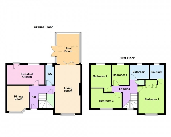 Floor Plan for 4 Bedroom Detached House for Sale in Downfield Close, Turnberry, Bloxwich, WS3 3XP, Turnberry, WS3, 3XP - Offers in Excess of &pound355,000