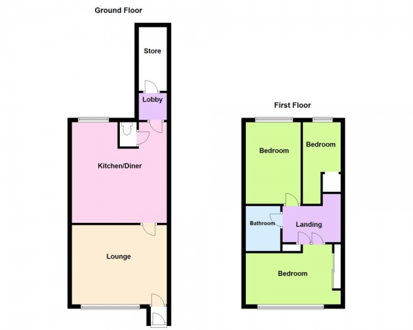 Floor Plan Image for 3 Bedroom Terraced House for Sale in Millfield Avenue, Bloxwich, Walsall, WS3 3QU