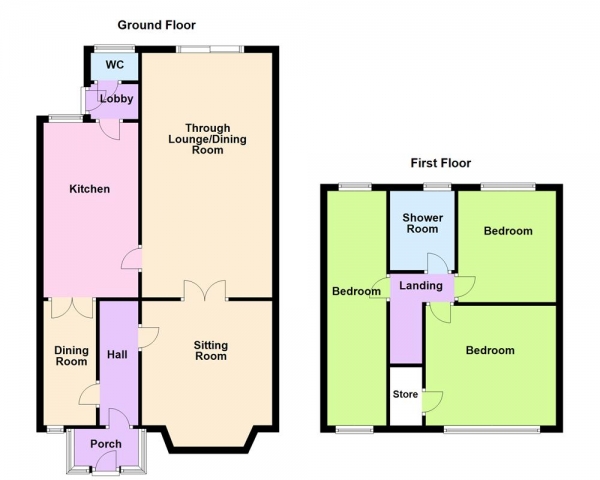 Floor Plan for 3 Bedroom Semi-Detached House for Sale in Walstead Road, Walsall, WS5 4LZ, WS5, 4LZ - OIRO &pound270,000