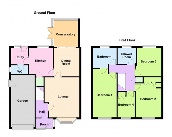Floor Plan for 4 Bedroom Detached House for Sale in Woodbridge Close, Turnberry, Bloxwich, WS3 3UG, Bloxwich, WS3, 3UG - OIRO &pound350,000
