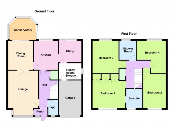 Floor Plan Image for 4 Bedroom Detached House for Sale in Selsdon Road, Turnberry Estate, Bloxwich, WS3 3UE