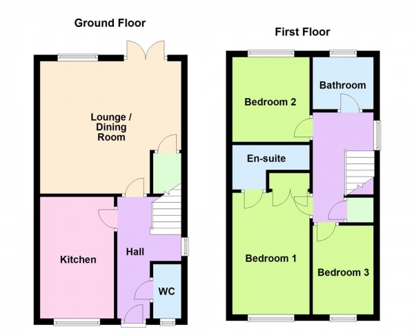 Floor Plan Image for 3 Bedroom Semi-Detached House for Sale in Arbury Grove, Coalpool, Walsall, WS3 1TF