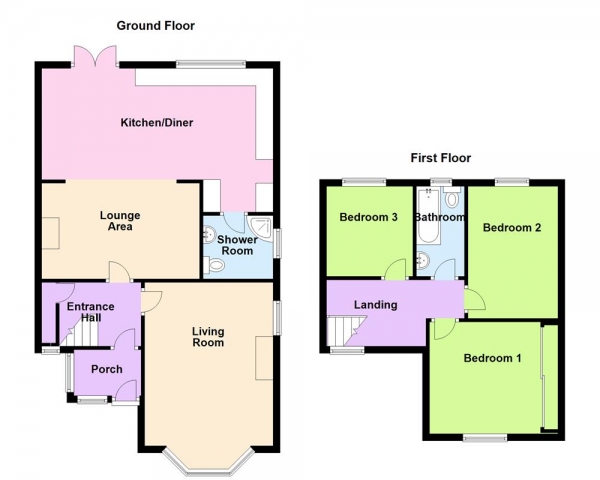 Floor Plan Image for 3 Bedroom Semi-Detached House for Sale in Calder Avenue, Walsall. WS1 2BQ