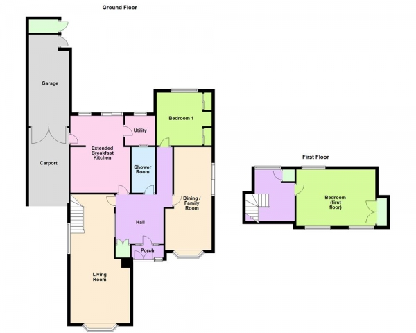 Floor Plan Image for 2 Bedroom Detached Bungalow for Sale in Baytree Close, Bloxwich, Walsall, WS3 2JX