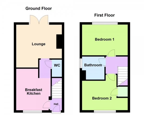 Floor Plan for 2 Bedroom Semi-Detached House for Sale in 1 Juniper Grove, Bloxwich, WS3 1FF, Bloxwich, WS3, 1FF -  &pound215,000