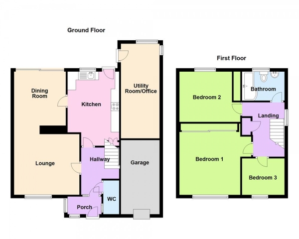 Floor Plan Image for 3 Bedroom Detached House for Sale in Fernleigh Road, Walsall.WS4 2EZ