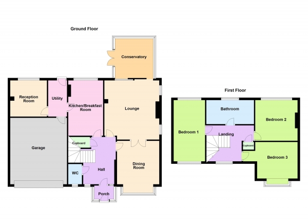 Floor Plan for 3 Bedroom Detached House for Sale in Whetstone Lane, Aldridge, WS9 0EU, Aldridge, WS9, 0EU - Offers Over &pound530,000