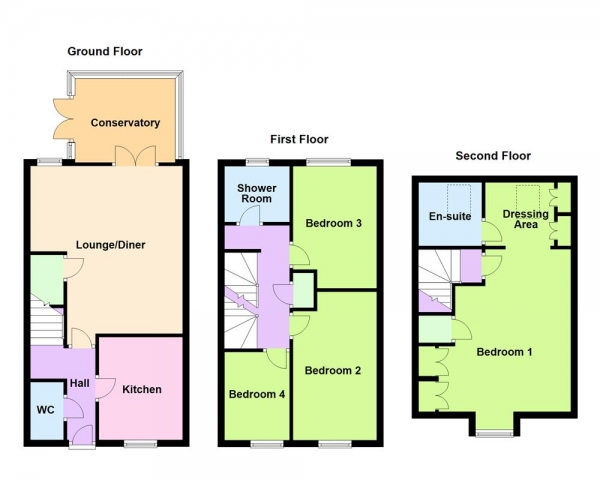 Floor Plan Image for 4 Bedroom End of Terrace House for Sale in Bell Lane, Bloxwich, Walsall, WS3 2JW