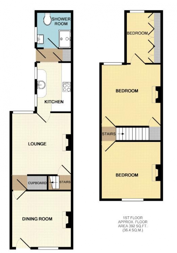 Floor Plan for 2 Bedroom Terraced House for Sale in Daw End Lane, Rushall, WS4 1LD, Rushall, WS4, 1LD - Offers Over &pound165,000