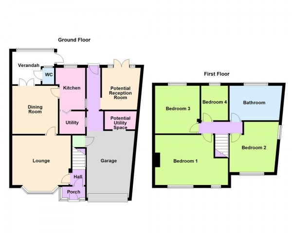 Floor Plan for 4 Bedroom Semi-Detached House for Sale in Allens Lane, Pelsall, WS3 4JS, Pelsall, WS3, 4JS - Guide Price &pound235,000