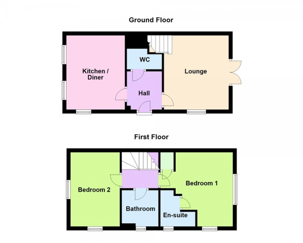 Floor Plan Image for 2 Bedroom End of Terrace House for Sale in Rough Brook Road, Rushall, WS4 1EW