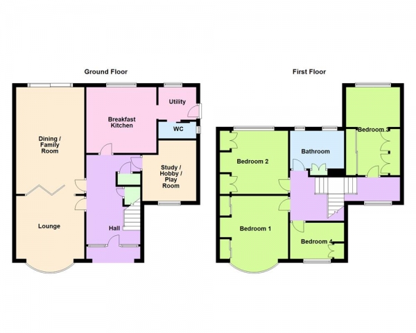 Floor Plan Image for 4 Bedroom Detached House for Sale in Calthorpe Close, Walsall, WS5 3LT