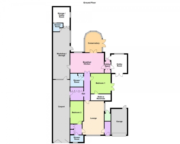 Floor Plan Image for 2 Bedroom Detached Bungalow for Sale in Stafford Close, Bloxwich, WS3 3NW