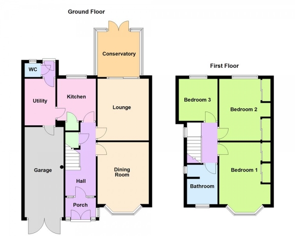 Floor Plan for 3 Bedroom Detached House for Sale in Fordbrook Lane, Pelsall, WS3 4BN, WS3, 4BN - OIRO &pound325,000