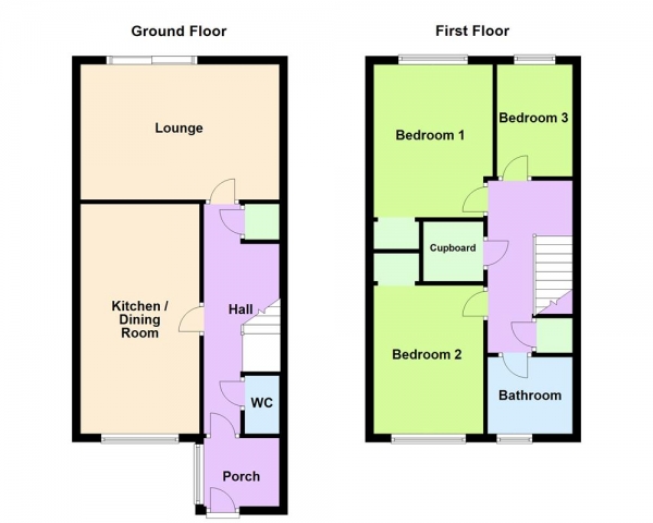 Floor Plan for 3 Bedroom Terraced House for Sale in Kingshayes Road, Aldridge, WS9 8RZ, Aldridge, WS9, 8RZ -  &pound235,000