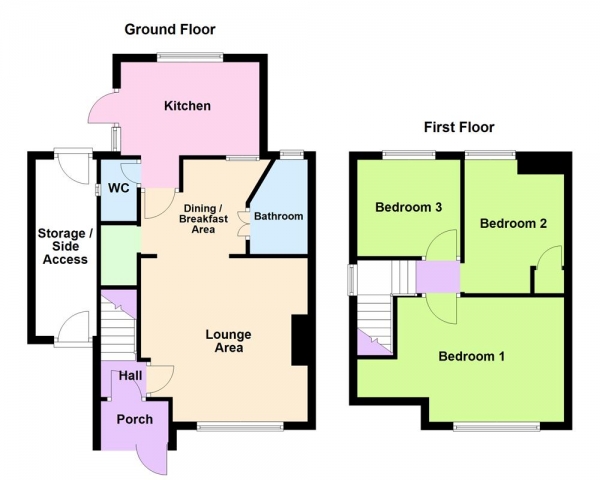 Floor Plan for 3 Bedroom Semi-Detached House for Sale in Stanley Street, Bloxwich, Walsall, WS3 3EQ, WS3, 3EQ - Offers in Excess of &pound120,000