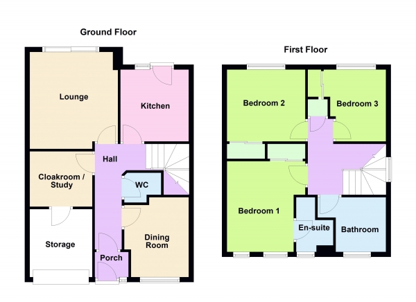 Floor Plan Image for 3 Bedroom Detached House for Sale in Priam Grove, Pelsall, WS3 4PZ