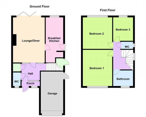 Floor Plan Image for 3 Bedroom Semi-Detached House for Sale in Marshall Close, Aldridge