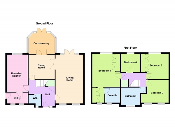 Floor Plan Image for 4 Bedroom Detached House for Sale in Redbourn Road, Turnberry Estate, Bloxwich, WS3 3XT