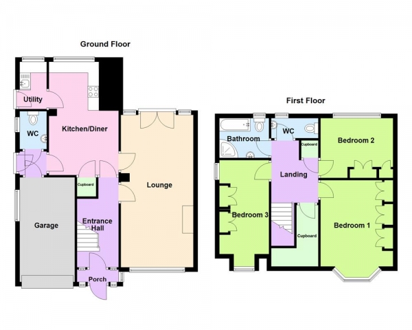 Floor Plan for 3 Bedroom Semi-Detached House for Sale in Berryfields, Aldridge, Aldridge, WS9, 0EE - OIRO &pound300,000