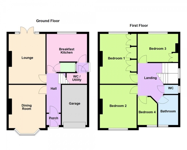 Floor Plan for 4 Bedroom Detached House for Sale in Lichfield Road, Rushall, WS4 1EA, Rushall, WS4, 1EA - OIRO &pound495,000