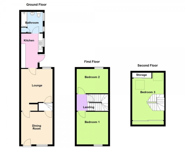 Floor Plan Image for 3 Bedroom Terraced House for Sale in Lichfield Road, Shelfield. WS4 1QA