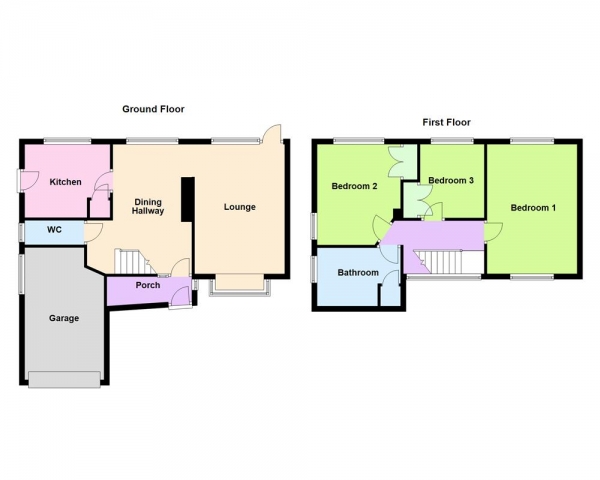 Floor Plan for 3 Bedroom Detached House for Sale in Bamford Road, Bloxwich, Walsall, WS3 3RX, Bloxwich, WS3, 3RX - OIRO &pound330,000