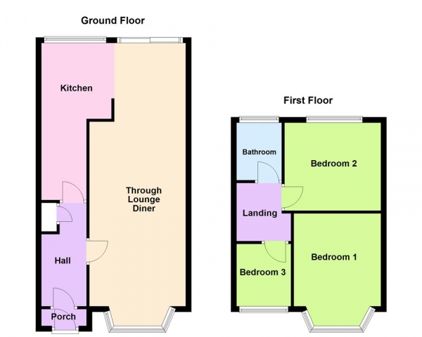 Floor Plan Image for 3 Bedroom Semi-Detached House for Sale in Delves Crescent, Walsall, West Midlands, WS5 4LR