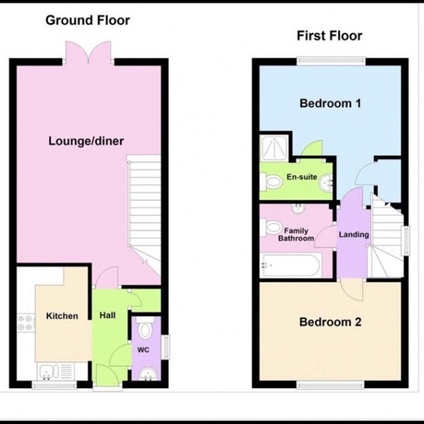 Floor Plan Image for 2 Bedroom End of Terrace House for Sale in Bramcote Way, Rushall, Walsall, WS4 1DG