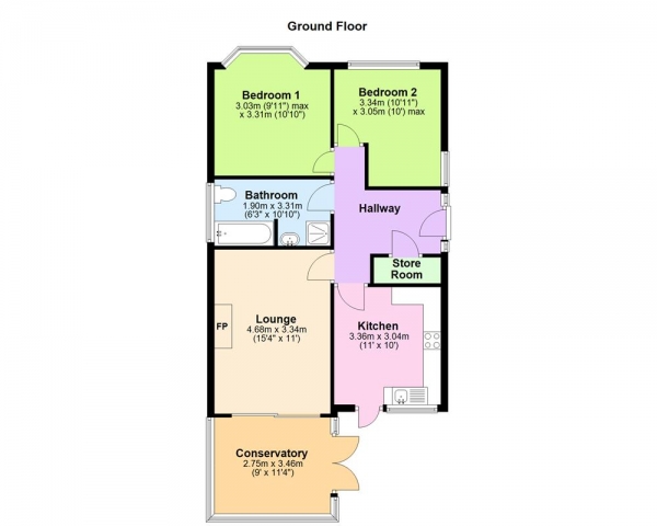 Floor Plan Image for 2 Bedroom Bungalow for Sale in Churchside Way, Lazy Hill, Aldridge