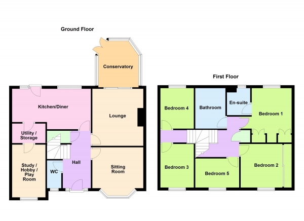 Floor Plan Image for 5 Bedroom Detached House for Sale in Garnet Close, Stonnall, WS9 9EL