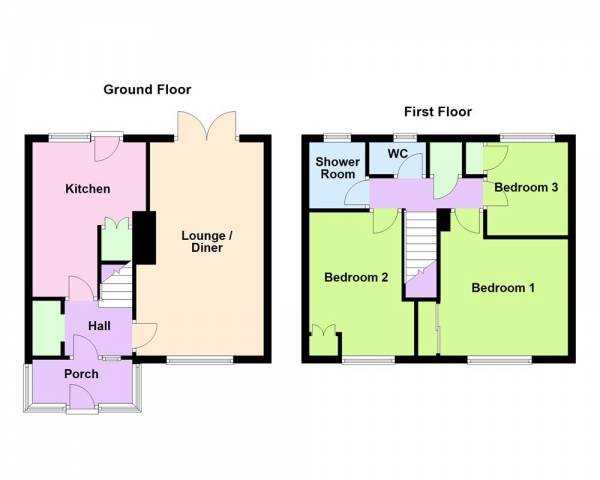 Floor Plan Image for 3 Bedroom Terraced House for Sale in Chatsworth Crescent, Rushall, WS4 1RU