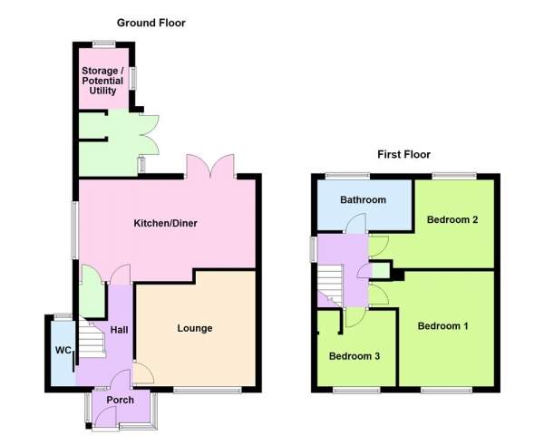 Floor Plan Image for 3 Bedroom End of Terrace House for Sale in Rutland Crescent, Aldridge, WS9 8JW