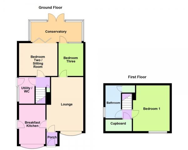 Floor Plan for 3 Bedroom Semi-Detached House for Sale in Almond Close, Pelsall, WS3 4LA, Pelsall, WS3, 4LA - OIRO &pound210,000