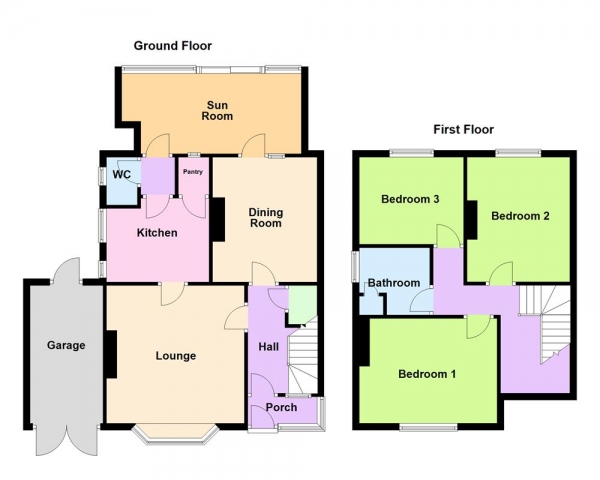 Floor Plan Image for 3 Bedroom Semi-Detached House for Sale in Harden Road, Bloxwich, Walsall, WS3 1ES