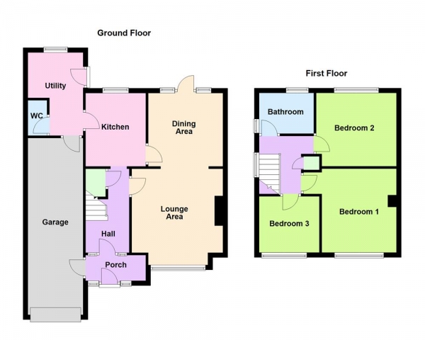 Floor Plan Image for 3 Bedroom Semi-Detached House for Sale in Fishley Close, Bloxwich, Walsall, WS3 3QA