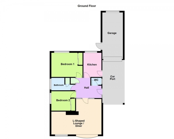 Floor Plan Image for 2 Bedroom Detached Bungalow for Sale in Lydford Road, Bloxwich, WS3 3NU