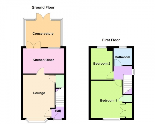 Floor Plan Image for 2 Bedroom Semi-Detached House for Sale in Trevose Close, Turnberry Estate, Bloxwich, WS3 3UR