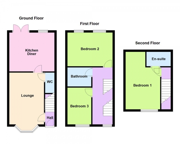 Floor Plan Image for 3 Bedroom End of Terrace House for Sale in Wood Lane, Pelsall, WS3 5DZ