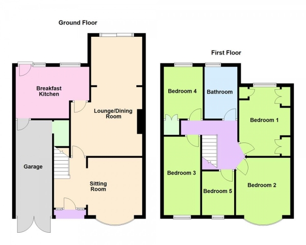 Floor Plan Image for 5 Bedroom Detached House for Sale in Delves Crescent, Walsall, WS5 4LT