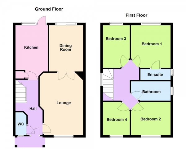 Floor Plan Image for 4 Bedroom Detached House for Sale in Pool View, Rushall, WS4 1HD