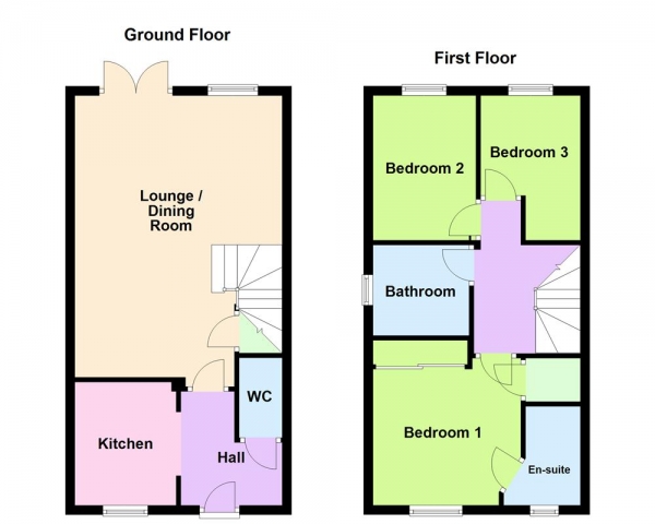 Floor Plan Image for 3 Bedroom Semi-Detached House for Sale in Rosedene Close, Rushall, WS4 1LL