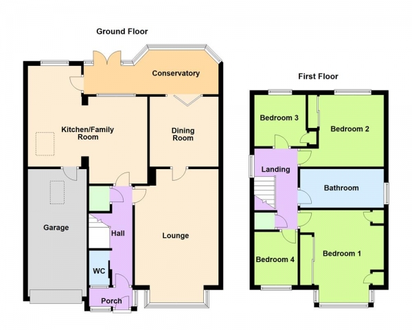 Floor Plan Image for 4 Bedroom Detached House for Sale in Mallard Close, Pelsall, WS3 5BZ