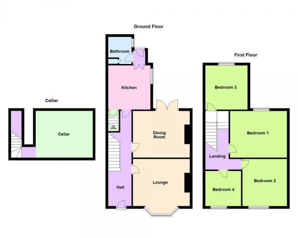 Floor Plan for 4 Bedroom Terraced House for Sale in Westbourne Road, Walsall, WS4 2JA, Walsall, WS4, 2JA - OIRO &pound280,000