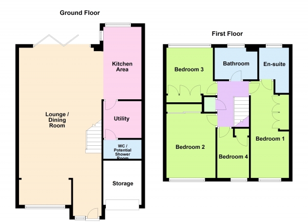 Floor Plan for 4 Bedroom Detached House for Sale in Hereford Close, Aldridge, WS9 8HX, Aldridge, WS9, 8HX - Offers Over &pound400,000