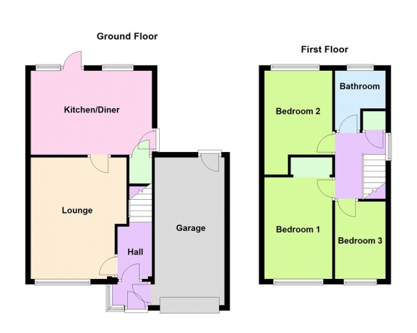 Floor Plan Image for 3 Bedroom Semi-Detached House for Sale in Honiton Way, Aldridge, WS9 0JS